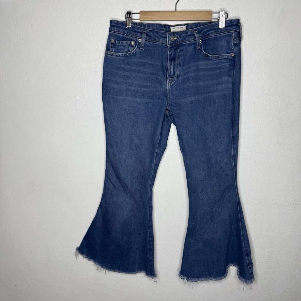 We The Free People Float On Flare Blue Jeans Womens 31 *See Photos